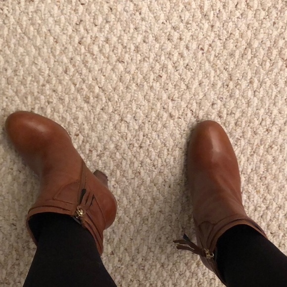 New Cognac Leather Ankle Booties - Picture 4 of 8